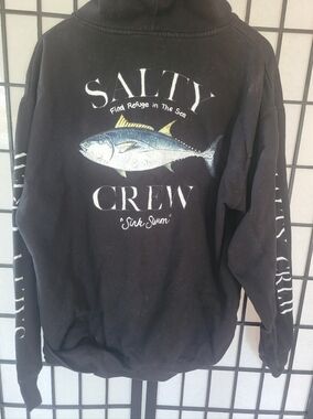 Salty Crew Men’s Black Graphic Hoodie - Tuna Crew Design